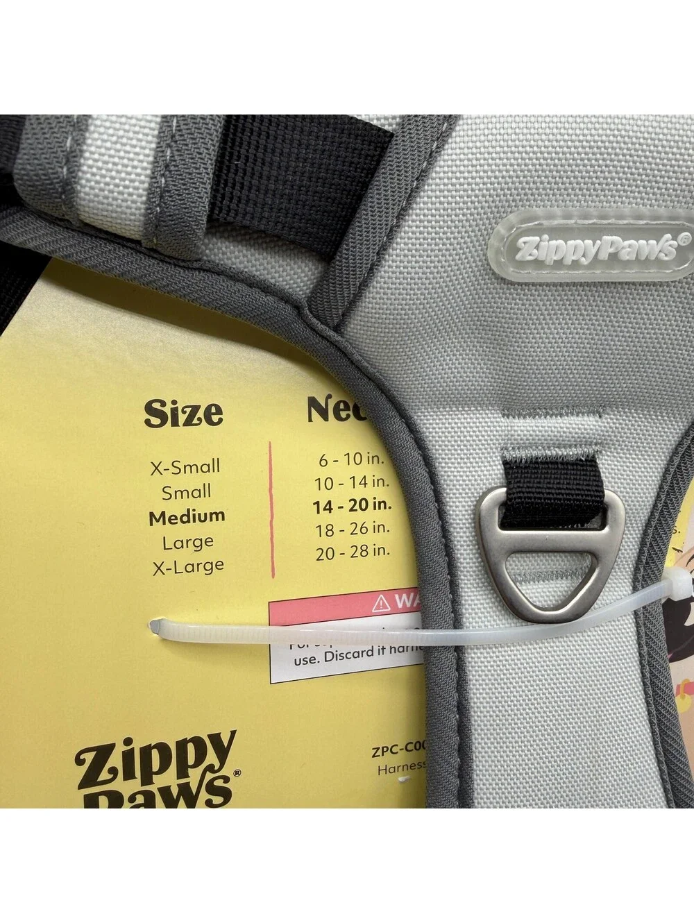 ZippyPaws Dual Harness Medium ZPC-C0003 Gray Breathable Mesh Padded Dog Vest